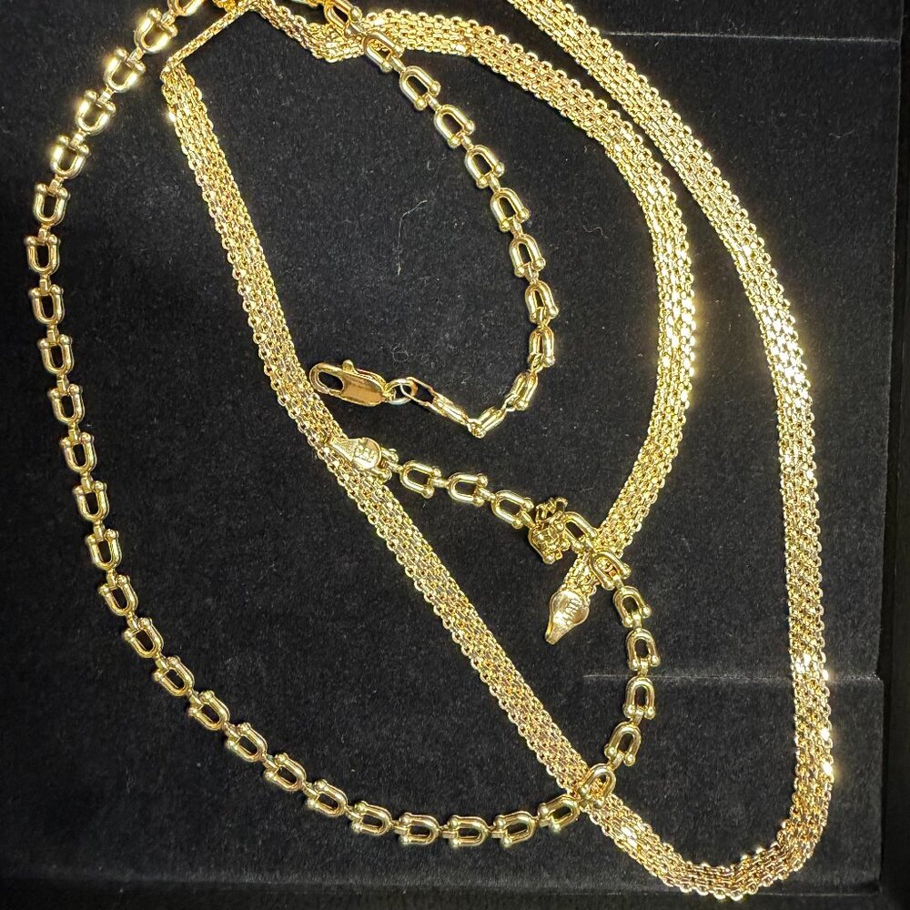 Italian 925 Sterling Silver Gold Plated Chains – Made in Italy – Set of 2